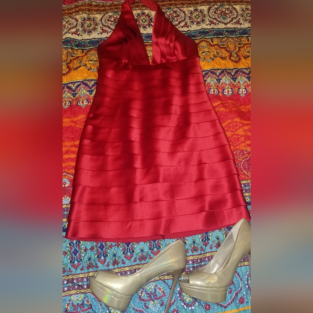Size 6 Red BCBG halter dress